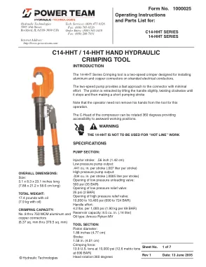 Première page de la documentation fabricant: Power Team 1000025 – Liste de pièces détachées