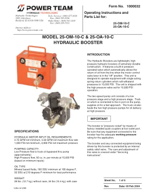 Première page de la documentation fabricant: Power Team 1000032 – Notice d’utilisation