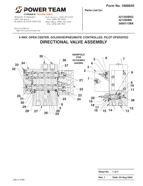 Première page de la documentation fabricant: Power Team 1000045 – Liste de pièces détachées