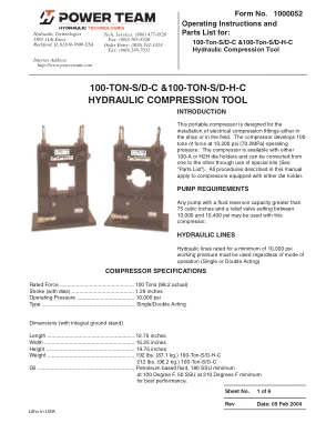 Première page de la documentation fabricant: Power Team 1000052 – Notice d’utilisation