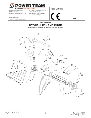 Première page de la documentation fabricant: Power Team 1000136 – Liste de pièces détachées