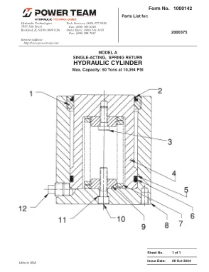 Première page de la documentation fabricant: Power Team 1000142 – Liste de pièces détachées