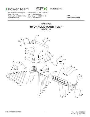 Première page de la documentation fabricant: Power Team 1000696 – Liste de pièces détachées