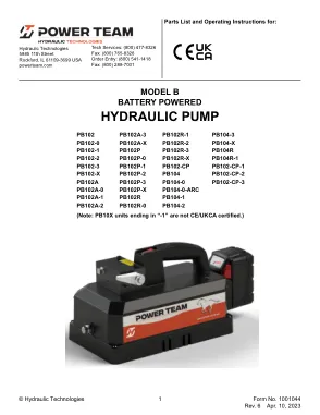 Pierwsza strona dokumentacji producenta: Power Team 1001044 – Instrukcja obsługi