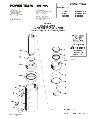 Première page de la documentation fabricant: Power Team 100302 – Liste de pièces détachées