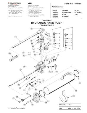 Première page de la documentation fabricant: Power Team 100337 – Liste de pièces détachées