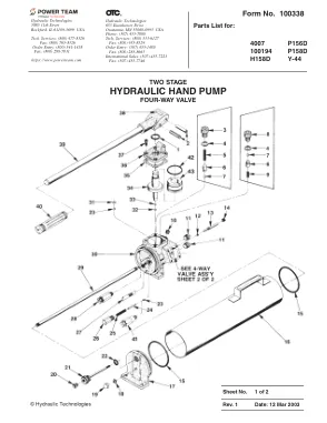 Première page de la documentation fabricant: Power Team 100338 – Liste de pièces détachées