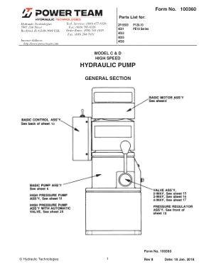 Première page de la documentation fabricant: Power Team 100360 – Liste de pièces détachées