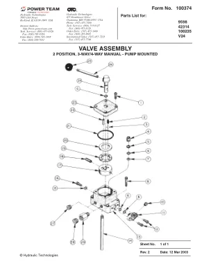 Première page de la documentation fabricant: Power Team 100374 – Liste de pièces détachées