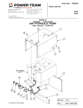 Première page de la documentation fabricant: Power Team 100378 – Liste de pièces détachées