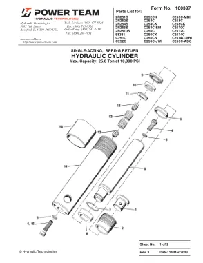Première page de la documentation fabricant: Power Team 100397 – Liste de pièces détachées