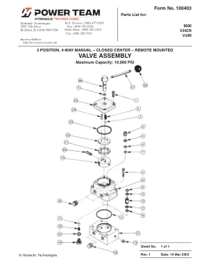Première page de la documentation fabricant: Power Team 100403 – Liste de pièces détachées