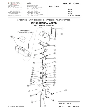 Première page de la documentation fabricant: Power Team 100422 – Liste de pièces détachées