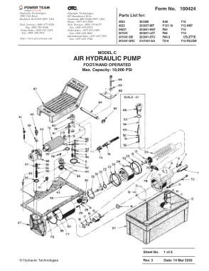 Première page de la documentation fabricant: Power Team 100424 – Liste de pièces détachées