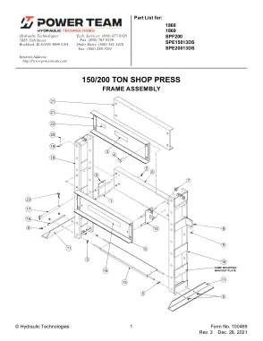 Première page de la documentation fabricant: Power Team 100469 – Liste de pièces détachées