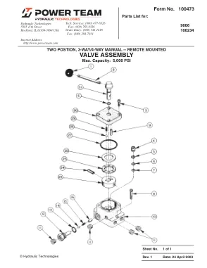 Première page de la documentation fabricant: Power Team 100473 – Liste de pièces détachées