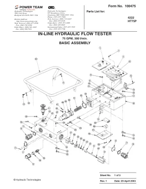 Première page de la documentation fabricant: Power Team 100475 – Liste de pièces détachées