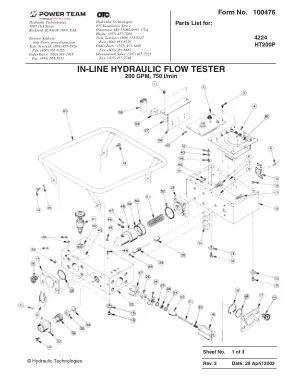 Première page de la documentation fabricant: Power Team 100476 – Liste de pièces détachées