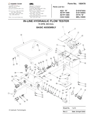 Première page de la documentation fabricant: Power Team 100478 – Liste de pièces détachées
