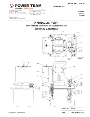 Première page de la documentation fabricant: Power Team 100510 – Liste de pièces détachées
