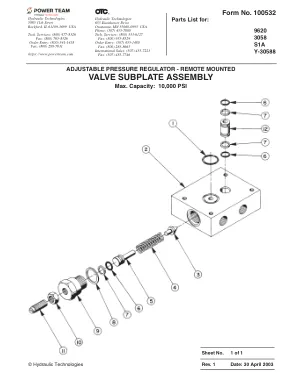 Première page de la documentation fabricant: Power Team 100532 – Liste de pièces détachées