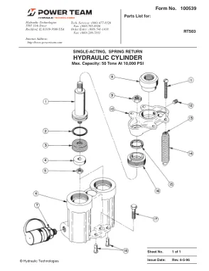Première page de la documentation fabricant: Power Team 100539 – Liste de pièces détachées