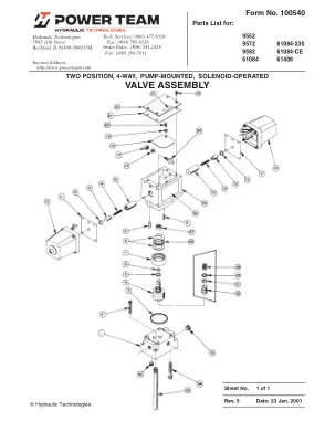 Première page de la documentation fabricant: Power Team 100540 – Liste de pièces détachées