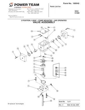 Première page de la documentation fabricant: Power Team 100542 – Liste de pièces détachées