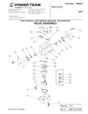 Première page de la documentation fabricant: Power Team 100543 – Liste de pièces détachées