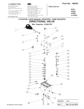 Première page de la documentation fabricant: Power Team 100545 – Liste de pièces détachées
