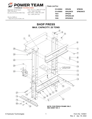 Première page de la documentation fabricant: Power Team 100551 – Liste de pièces détachées