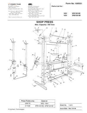 Première page de la documentation fabricant: Power Team 100553 – Liste de pièces détachées