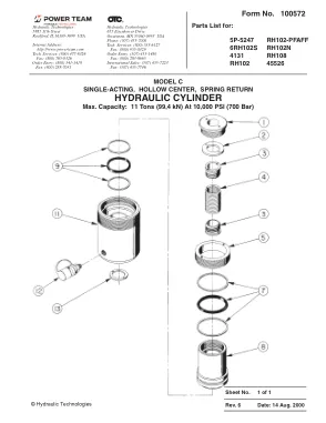 Première page de la documentation fabricant: Power Team 100572 – Liste de pièces détachées