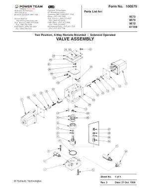 Première page de la documentation fabricant: Power Team 100575 – Liste de pièces détachées