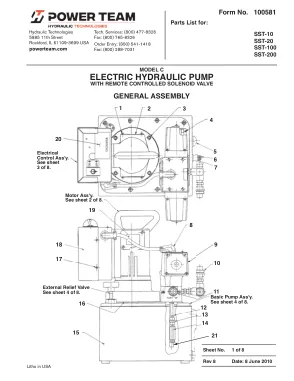 Première page de la documentation fabricant: Power Team 100581 – Liste de pièces détachées