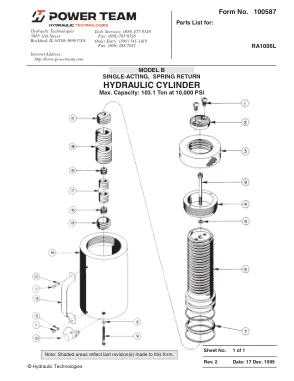 Première page de la documentation fabricant: Power Team 100587 – Liste de pièces détachées