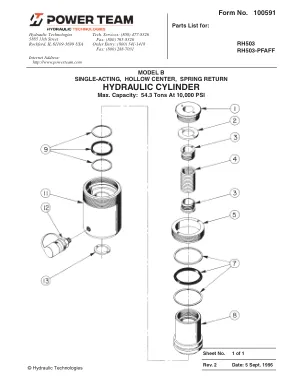 Première page de la documentation fabricant: Power Team 100591 – Liste de pièces détachées