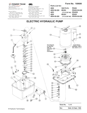 Première page de la documentation fabricant: Power Team 100606 – Liste de pièces détachées
