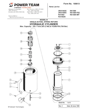 Première page de la documentation fabricant: Power Team 100613 – Liste de pièces détachées