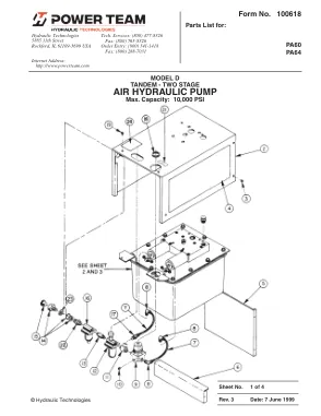 Première page de la documentation fabricant: Power Team 100618 – Liste de pièces détachées