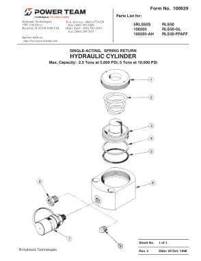 Première page de la documentation fabricant: Power Team 100629 – Liste de pièces détachées