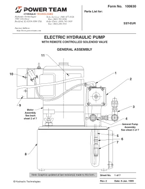 First page of the manufacturer document: Power Team 100630 – Parts list