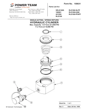 Première page de la documentation fabricant: Power Team 100631 – Liste de pièces détachées