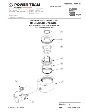 Première page de la documentation fabricant: Power Team 100635 – Liste de pièces détachées