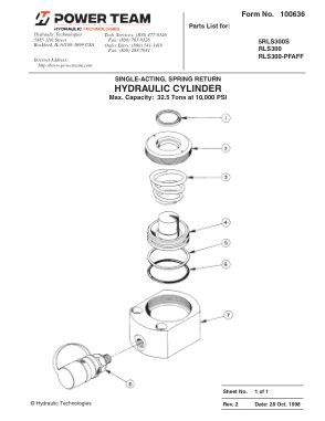 Première page de la documentation fabricant: Power Team 100636 – Liste de pièces détachées
