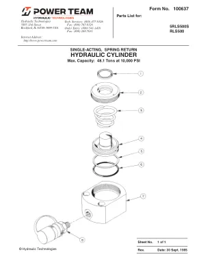 Première page de la documentation fabricant: Power Team 100637 – Liste de pièces détachées