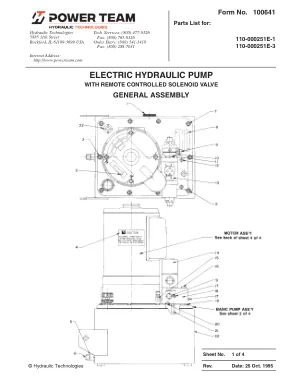Première page de la documentation fabricant: Power Team 100641 – Liste de pièces détachées
