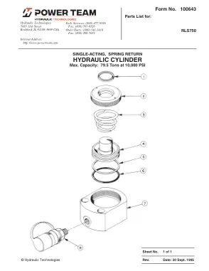 Première page de la documentation fabricant: Power Team 100643 – Liste de pièces détachées