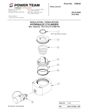 Première page de la documentation fabricant: Power Team 100645 – Liste de pièces détachées