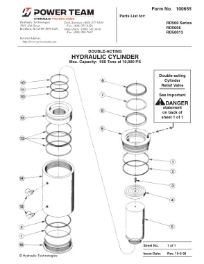 Première page de la documentation fabricant: Power Team 100655 – Liste de pièces détachées